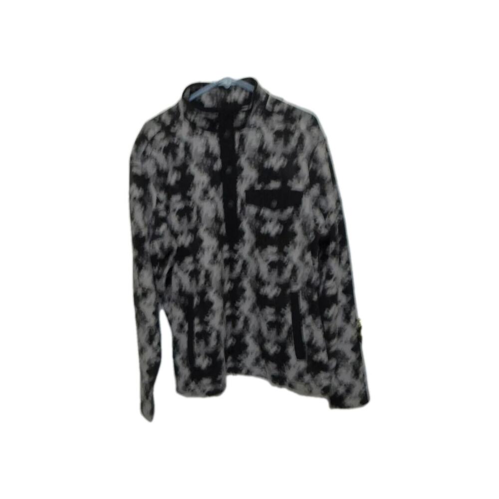 Duluth Trading Co Men's L Black & Gray Camouflage Fleece Snap Sweatshirt Sweater